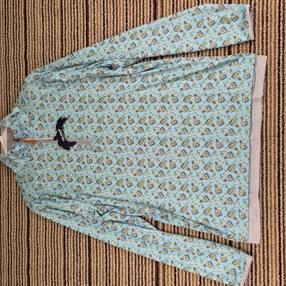 USA PALM Blue Green Tequila Margarita Golf Small Zip Pullover Light Jacket NEW‎